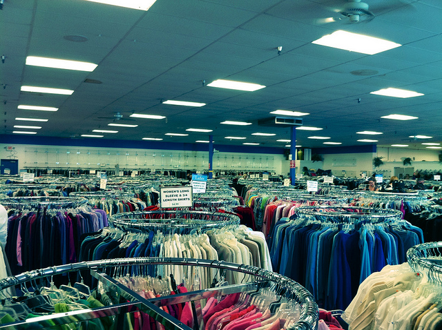 Shop at thrift stores for up-cycled clothing.