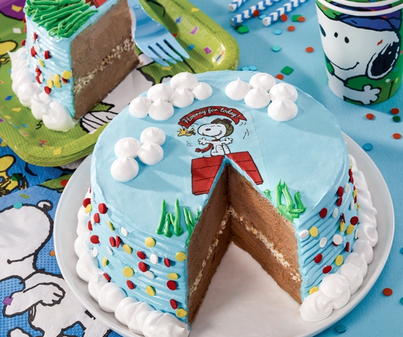 Snoopy decorated chocolate birthday cake - 13011