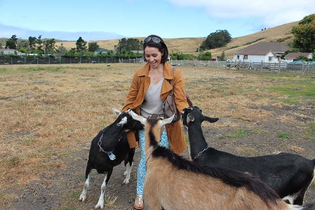 Beth of Go Girl Travel Network at Harley Farms Goat Dairy