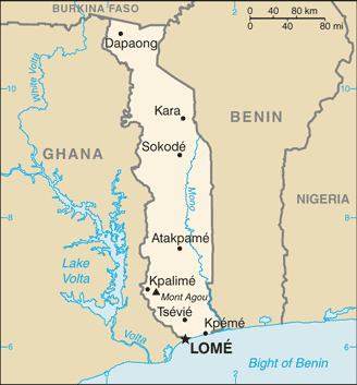 A map of Togo. Image courtesy of Wikipedia.