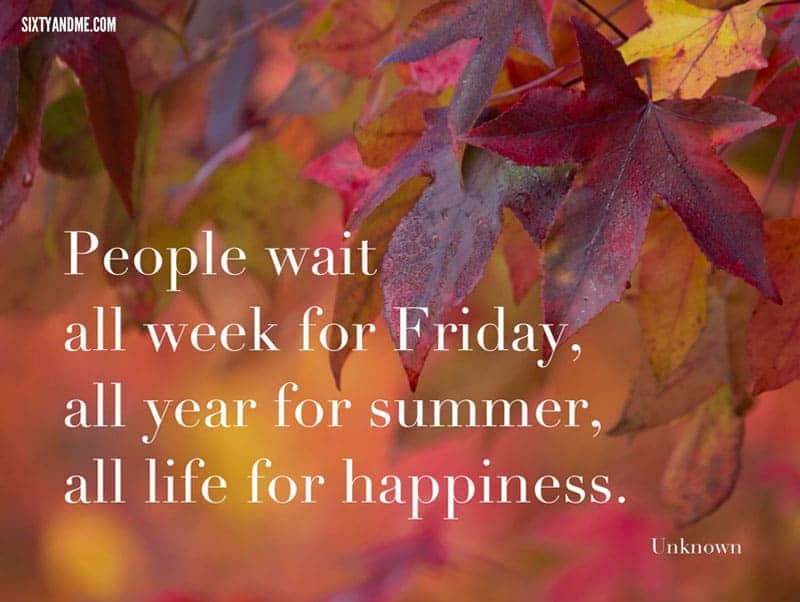 People wait all week for Friday, all year for summary, all life for happiness.